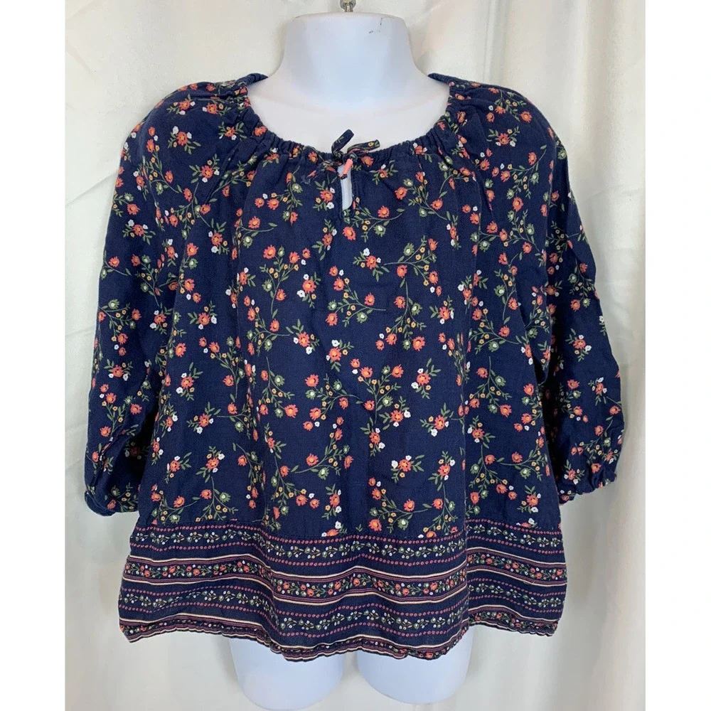 OshKosh B'gosh - Girl's Dark Blue Floral Top - Size 6 - EUC‎ !